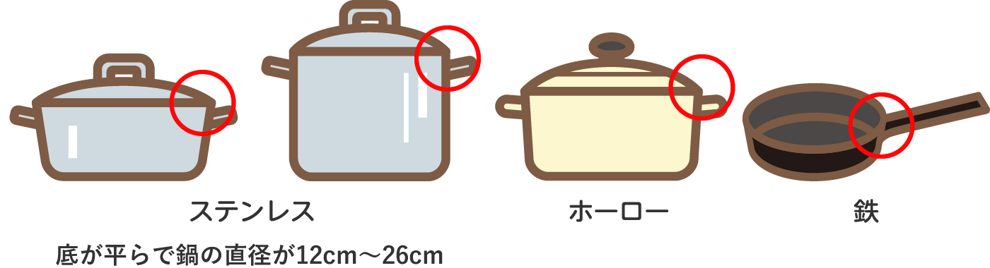 ステンレス 底が平らで鍋の直径が12cm～26cm | ホーロー | 鉄