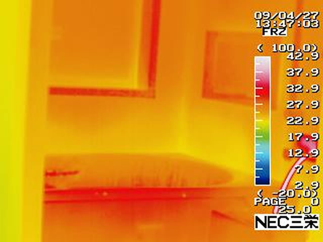 暖房機能未使用時の室温サーモグラフィ